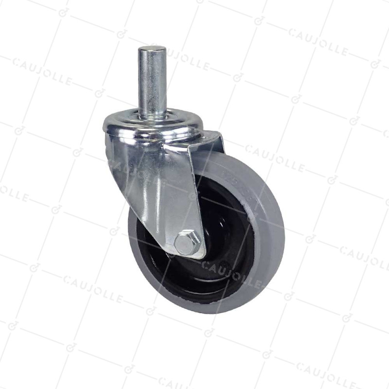ROULETTE A TIGE LISSE DE 22 MM NON TACHANTE POUR ECHAFAUDAGE TUBULAIRE - S06NS 125GRIS T ACIER 22X50