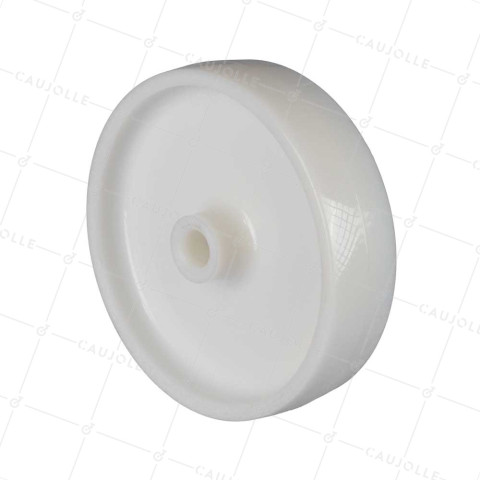 ROUE NYLON DIAMÈTRE 200 MM CHARGE 550 KG AXE 20 MM LISSE - S2450 200/50 LM58 L20 • Caujolle