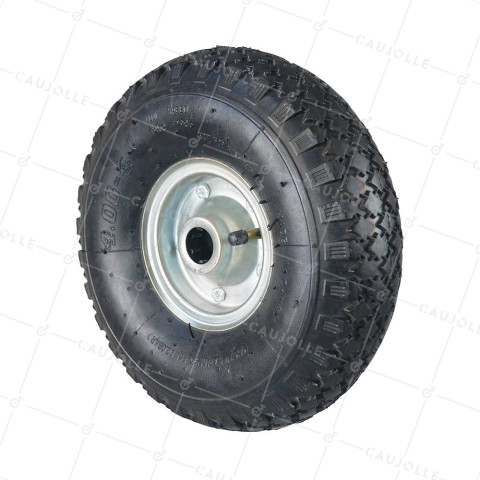 ROUE DE DIABLE GONFLÉE JANTE TÔLE DIAMETRE 270 MM CHARGE 150KG AXE 25 MM - S2700T 270 MM R25 4.00-4 • Caujolle