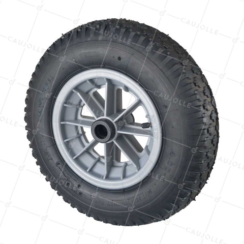 ROUE DE BROUETTE GONFLABLE ULTRA RENFORCÉE MOYEU LONG DIAMÈTRE 400 MM CHARGE 150KG POUR AXE DE 25 MM - S1006P 400 RR25/100 4PR AGRAIRE • Caujolle