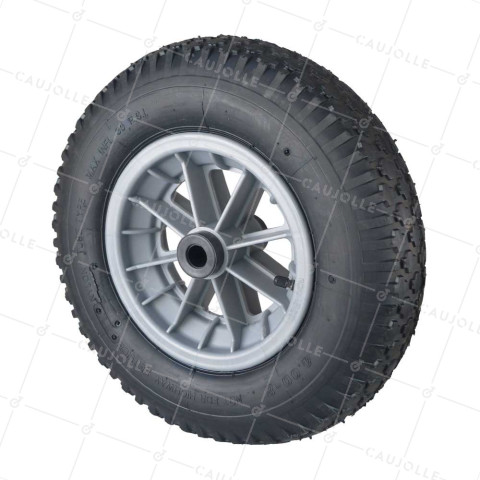 ROUE DE BROUETTE GONFLABLE ULTRA RENFORCÉE POUR MAÇONS DIAMÈTRE 400 MM CHARGE 150KG ROULEMENT A ROULEAUX DE 20 MM - S1006P 400 RR20/100 4PR AGRAIRE • Caujolle