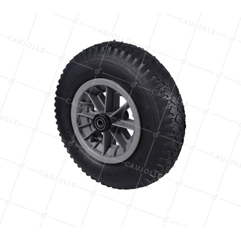 ROUE DE BROUETTE GONFLABLE ULTRA RENFORCÉE DIAMÈTRE 400 MM CHARGE 150 KG POUR AXE DE 16 MM AVEC ROULEMENT A BILLES - S1006P 400/8 4PR AGR R BILLES  16 • Caujolle