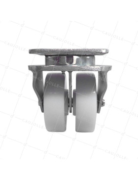 ROULETTE PIVOTANTE DOUBLE GALETS EN NYLON DIAMÈTRE 150 MM CHARGE 1500 KG -  S78N DOUBLE 150