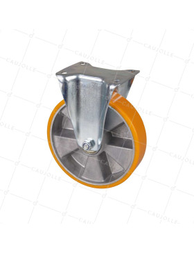 ROULETTE FIXE POLYURÉTHANE JANTE ALUMINIUM DIAMÈTRE 200 MM CHARGE 300KG - S75AR 200 • Caujolle