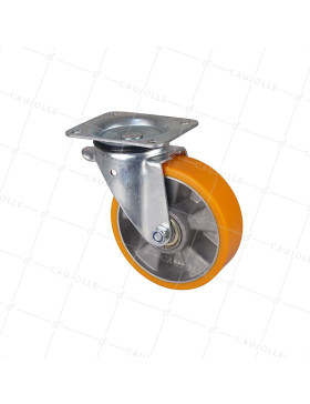 Castor SWIVEL CASTOR IN POLYURETHANE ALUMINUM RIM DIAMETER 160 MM LOAD 300KG - S74AR 160 • Caujolle