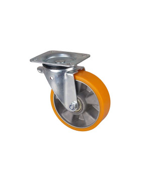 ROULETTE PIVOTANTE EN POLYURÉTHANE JANTE ALUMINIUM DIAMÈTRE 160 MM CHARGE 300KG - S74AR 160