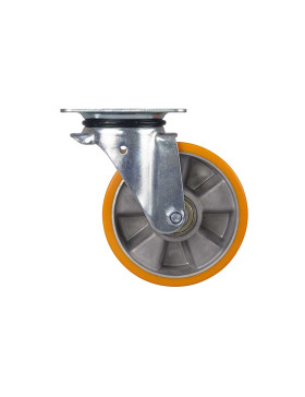 Castor SWIVEL CASTOR IN POLYURETHANE ALUMINUM RIM DIAMETER 160 MM LOAD 300KG - S74AR 160