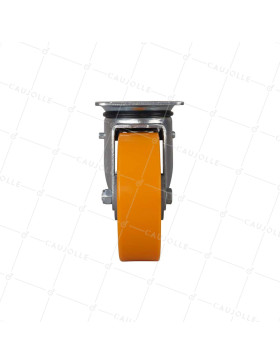 ROULETTE PIVOTANTE A FREIN EN POLYURÉTHANE JANTE ALUMINIUM DIAMÈTRE 160 MM CHARGE 300KG - S74AR 160AF