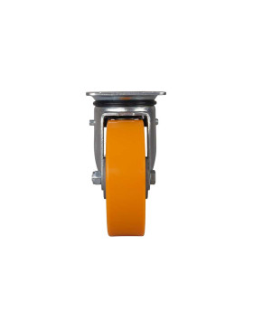 Castor SWIVEL CASTOR WITH BRAKE IN POLYURETHANE ALUMINUM RIM DIAMETER 160 MM LOAD 300KG - S74AR 160AF