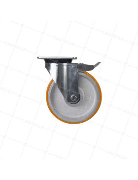 ROULETTE PIVOTANTE A FREIN ROUE FONTE ET POLYURETHANE DIAMETRE 200 MM CHARGE 1000 KG A FREIN AVANT - S78 SFPU 200 FREIN AVANT