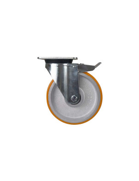 SWIVEL CASTOR WITH BRAKE AND CAST IRON WHEEL DIAMETER 200 MM LOAD 1000 KG WITH FRONT BRAKE - S78 SFPU 200 FRONT BRAKE