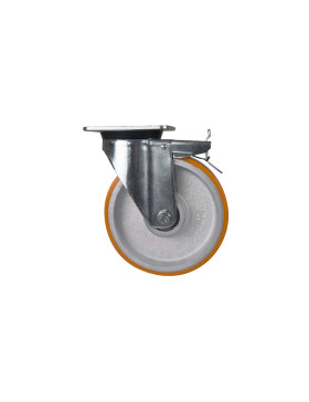 SWIVEL CASTOR WITH BRAKE AND CAST IRON WHEEL DIAMETER 200 MM LOAD 1000 KG WITH FRONT BRAKE - S78 SFPU 200 FRONT BRAKE