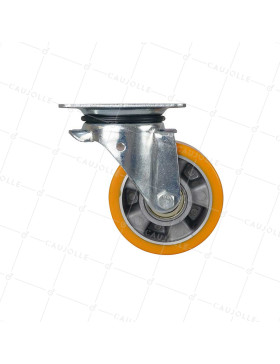 Castor SWIVEL CASTOR IN POLYURETHANE ALUMINUM RIM DIAMETER 125 MM LOAD 400KG - S74AR 125