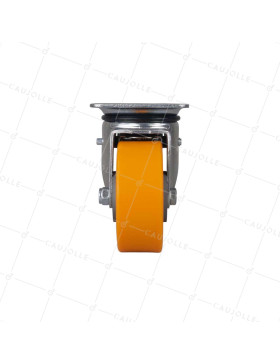 ROULETTE PIVOTANTE A FREIN EN POLYURÉTHANE JANTE ALUMINIUM DIAMÈTRE 125 MM CHARGE 400KG - S74AR 125AF